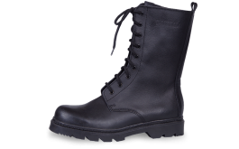High black uniform jungle boots with shoelaces and zip снимка
