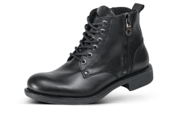 Men's winter boots with zipper and ribbing снимка