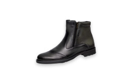 Men's winter boots with two zippers in grey leather снимка