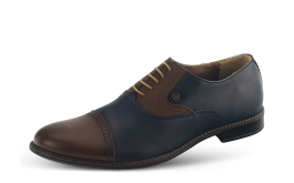 Men's formal shoes with laces in dark blue and brown снимка