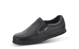 Men's moccasins with elastic in black grained leather снимка