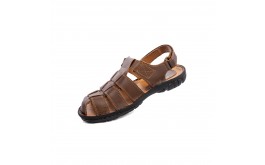 Мъжки сандали естествена кожа в кафяв цвят снимка