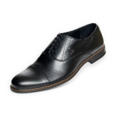 Men's formal black shoes with metal logo