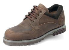 Мъжки кожени обувки с тъмна яка от велур