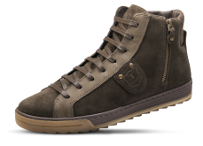 Men's brown sneakers with zipper and shoelaces