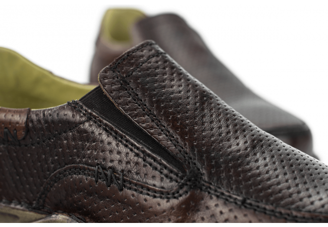 Brown men's shoes with ribbing Снимка 5